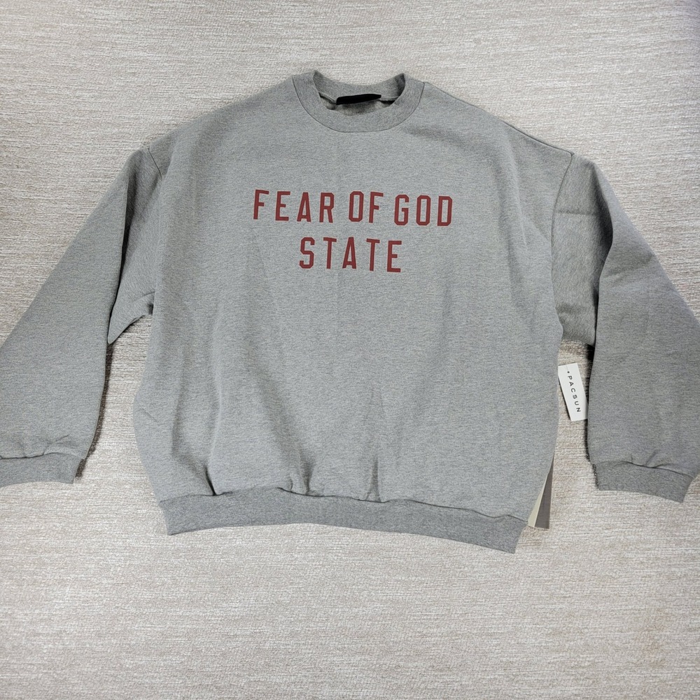 Essentials Fear of God State Sweatshirt M Grey Oversized Crewneck Street NEW